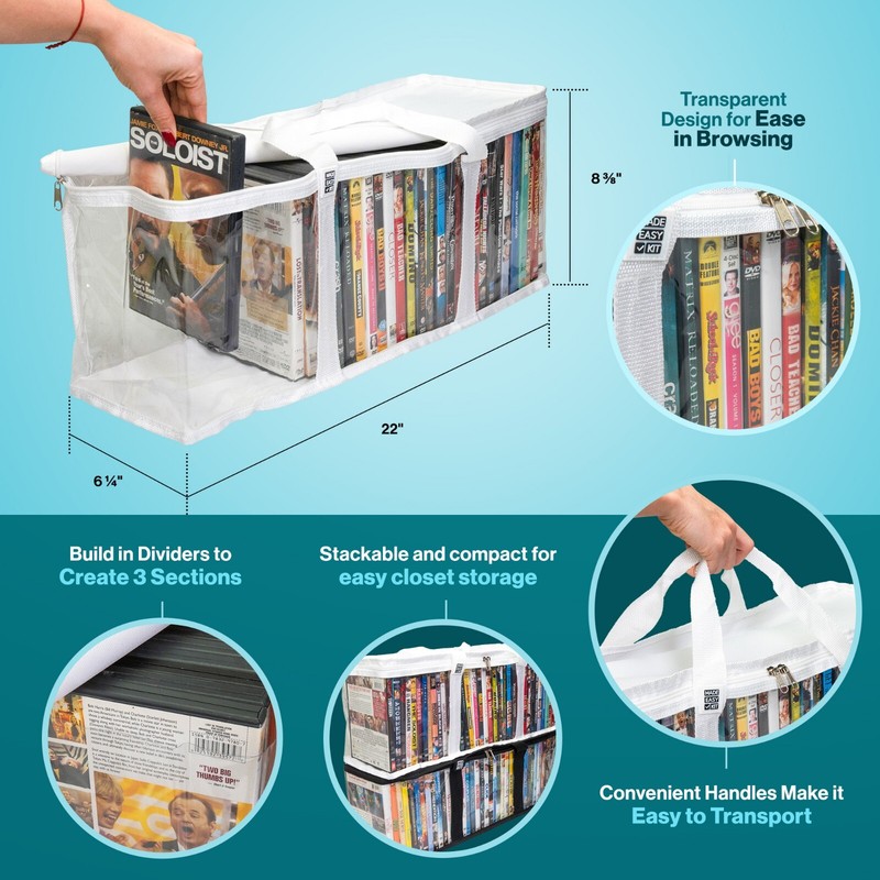 Made Easy Kit Media Storage Cases with Dividers, Stackable (DVD, CD, Blu-ray) gallery