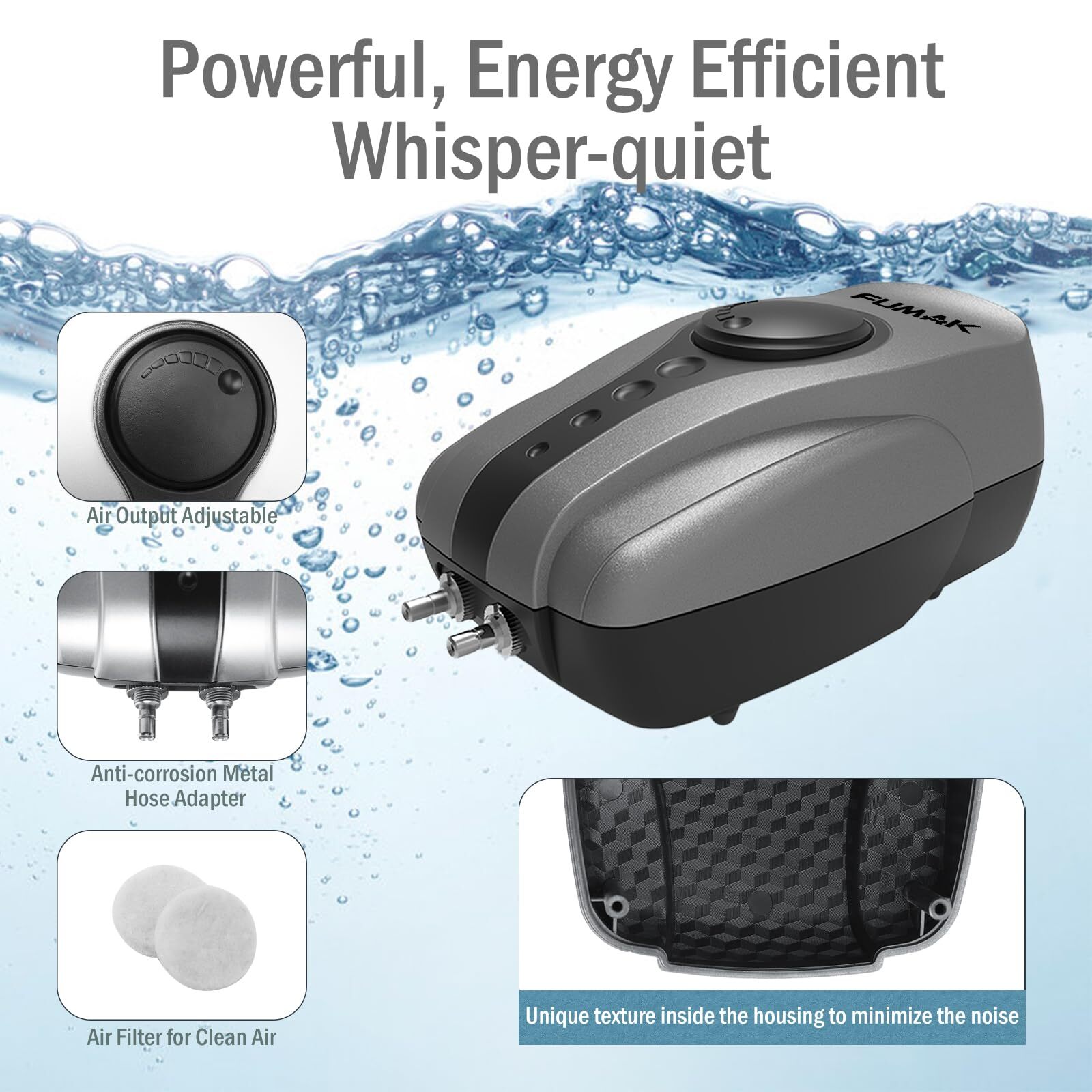 Pond Air Pump Pond Aerators for Outdoor Ponds up to 1000 Gallons, Flow Adjust... gallery