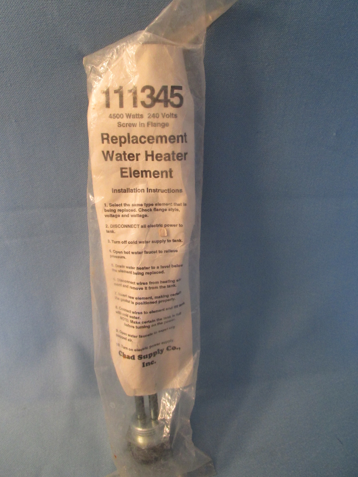 WATER HEATER REPLACEMENT ELEMENT 4500 Watts 240 volts SCREW IN FLANGE 111345 gallery