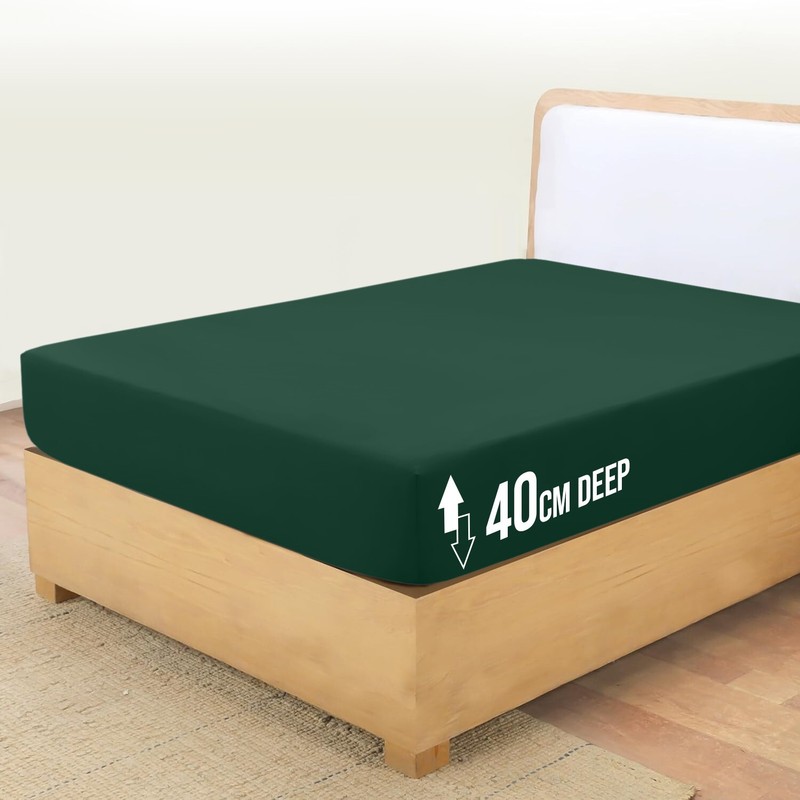 16" Deep Fitted Sheet Queen King Size Elastic Corner Mattress Cover Bed Sheets gallery
