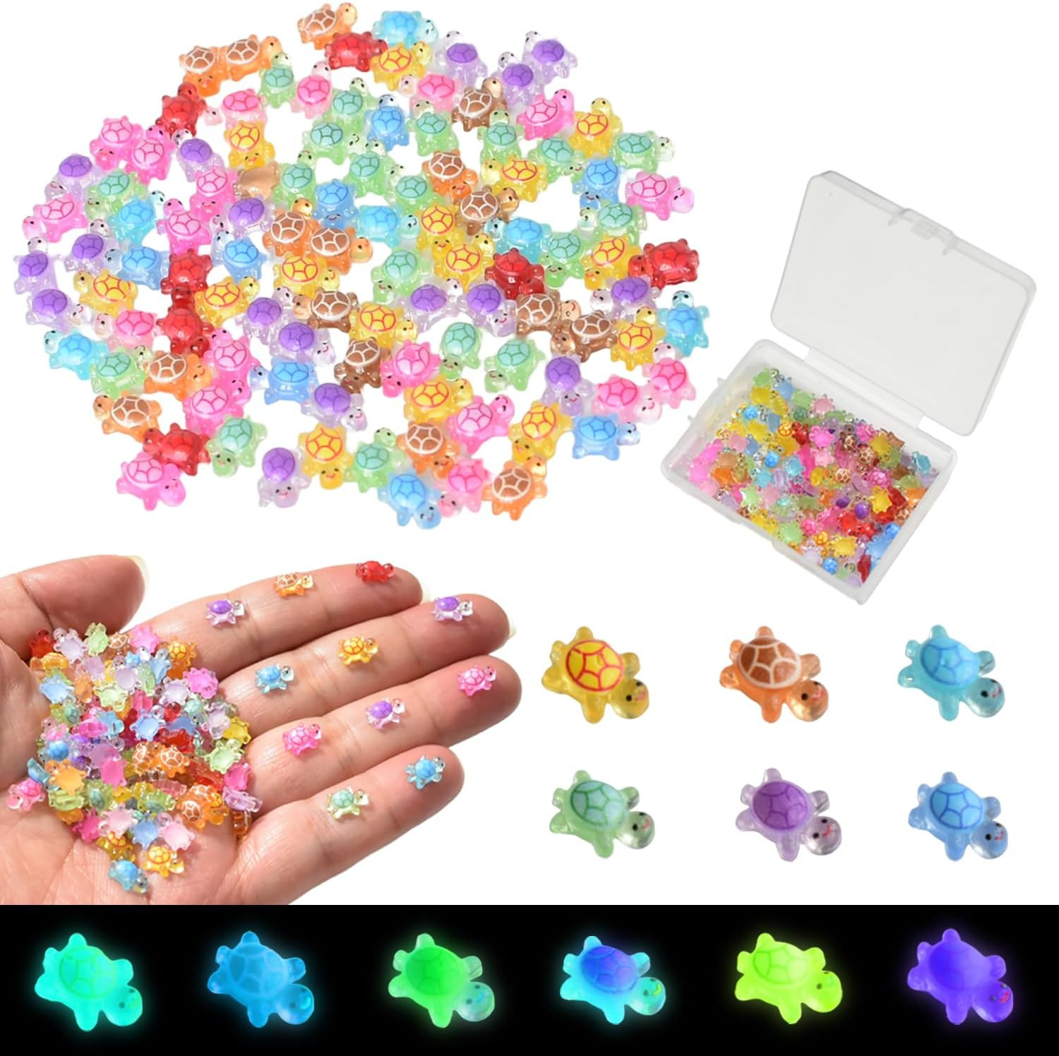100 Pcs Mini Resin Turtles for Crafts Luminous Tiny Turtle for Fairy Garden Doll gallery