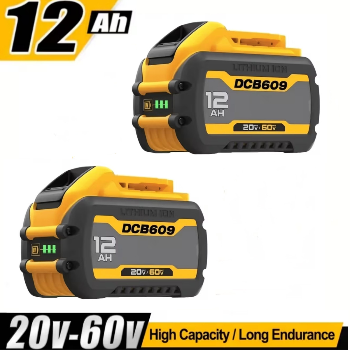 2Pack 12.0AH DCB609-2 For DEWALT DCB612 20V/60V MAX Lithium-Ion Battery gallery