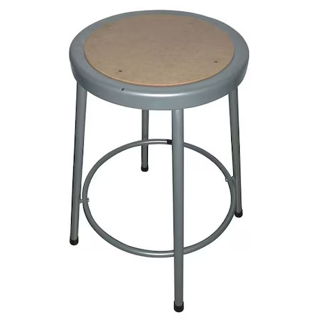 Round Stool, Height Range 24", Hardboard Gray, 44N706