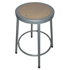 Round Stool, Height Range 24″, Hardboard Gray, 44N706