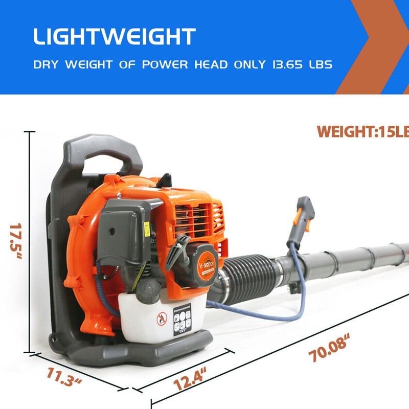Backpack Leaf Blower Gas Powered Snow Blower 550CFM 43CC 2-Stroke 190MPH 1.7HP gallery