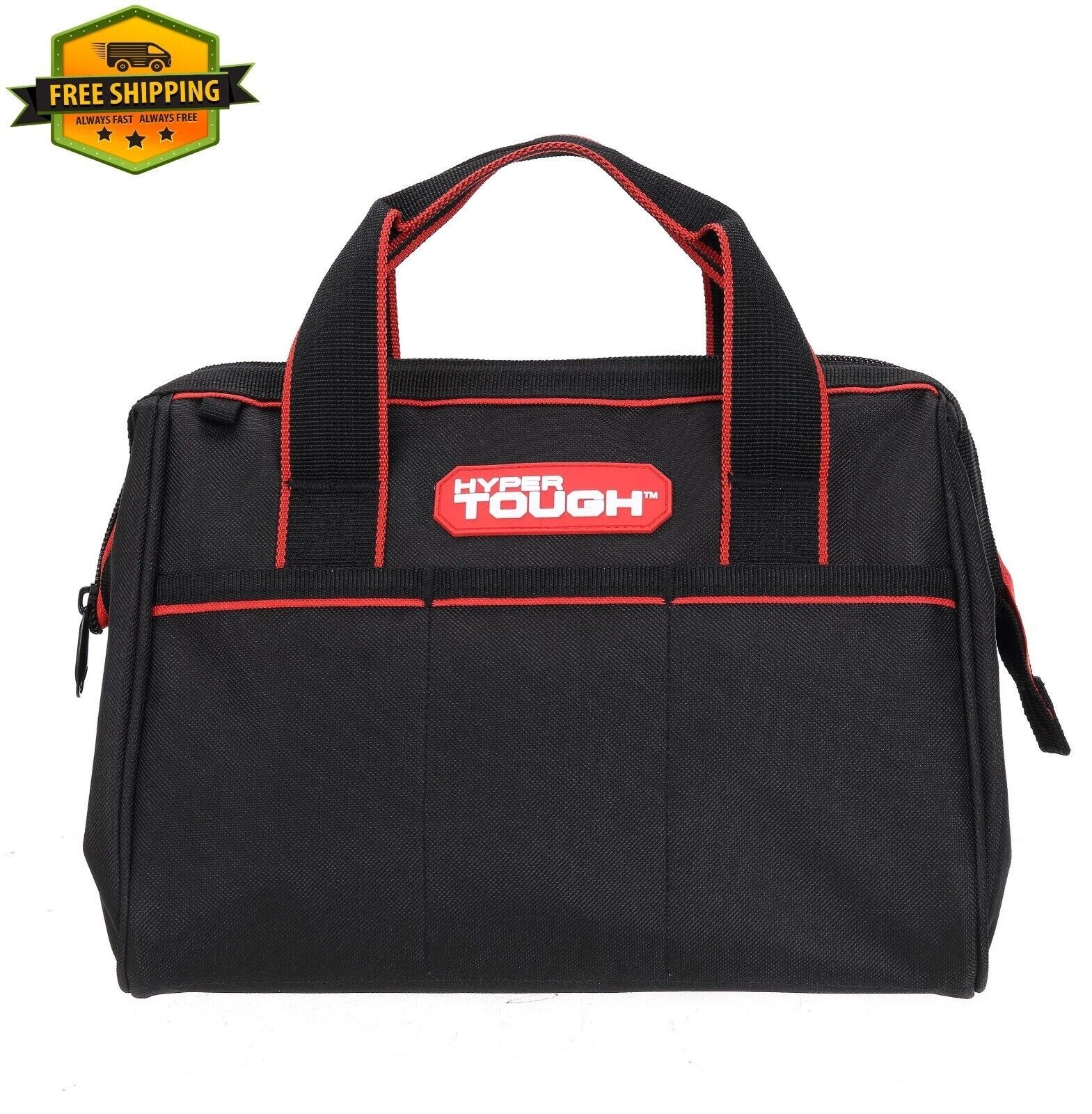 Hyper Tough 12-inch Polyester Tool Bag, with Full-Length Zipper and Double Strap gallery