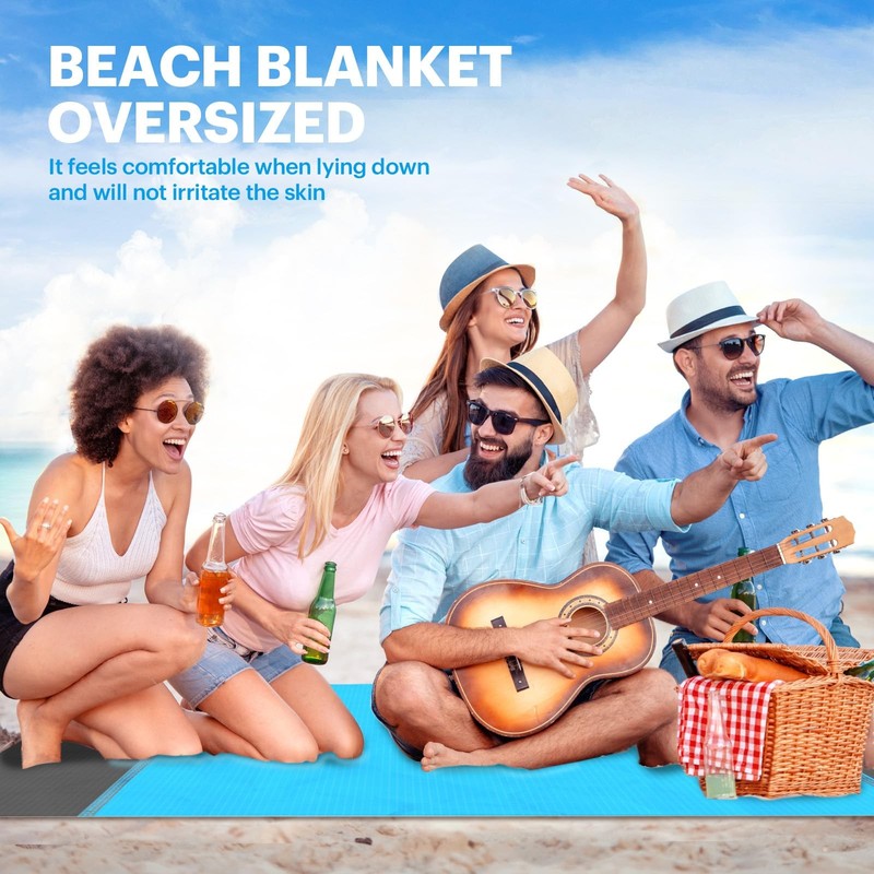 Beach Blanket Sandproof Oversized, 79''×83'' Extra Large Beach Mat, Portable ... gallery