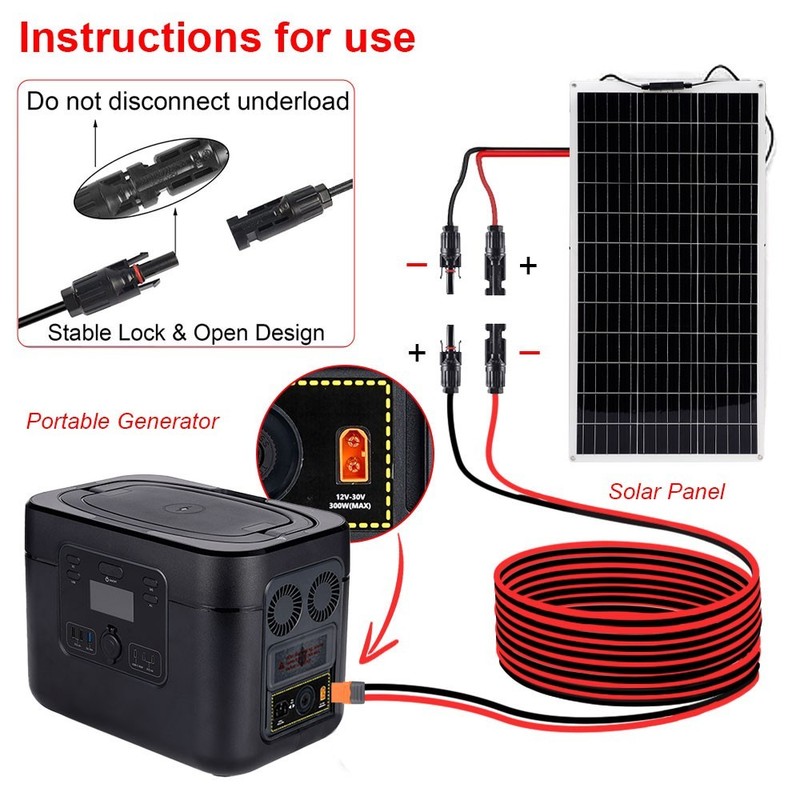 6ft/2m Solar Panel Extension Charging Cable XT60i Female to Solar Connector Wire gallery