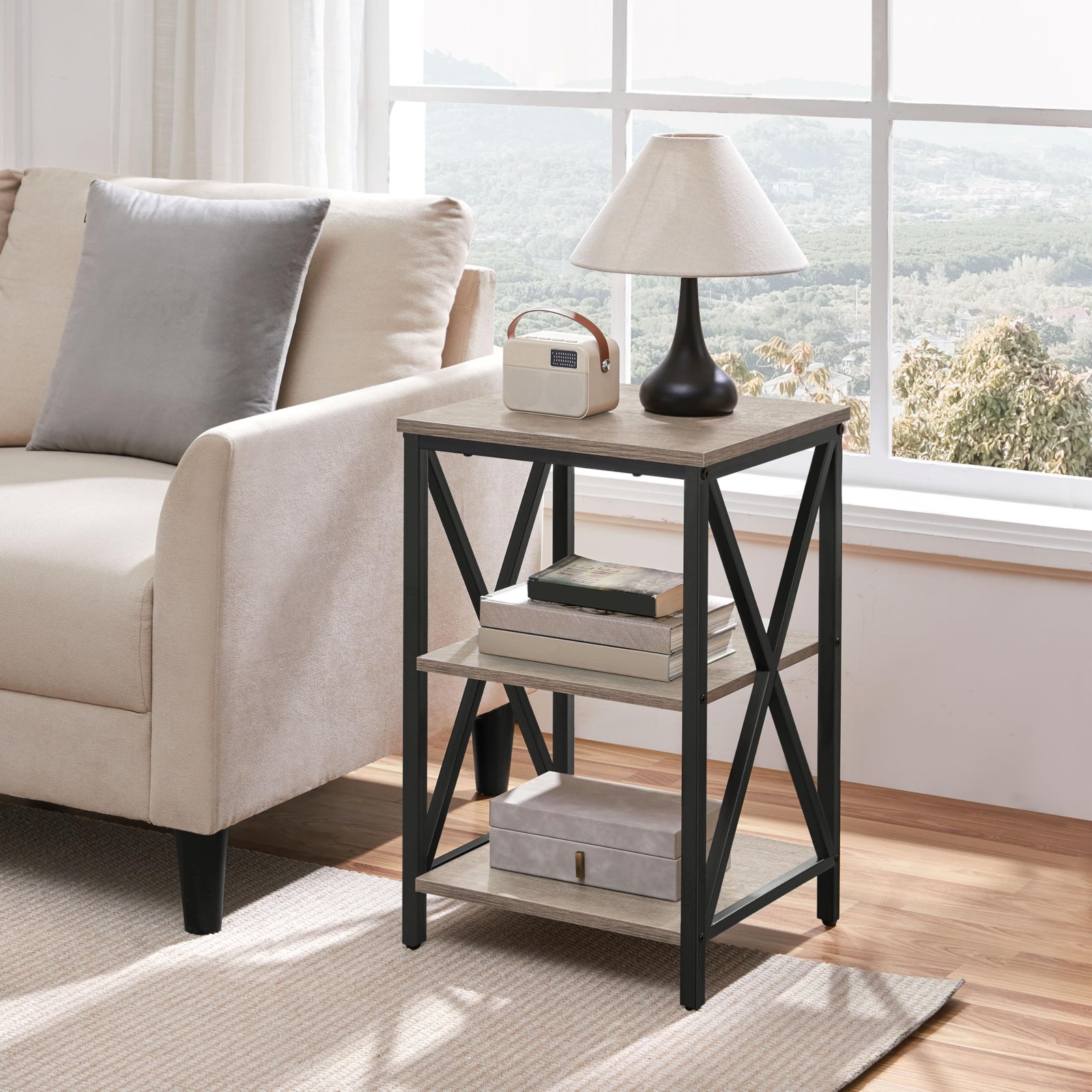 Industrial End Tables 2Pcs, 3-Tier Side Tables w/Storage Shelves for Living Room gallery