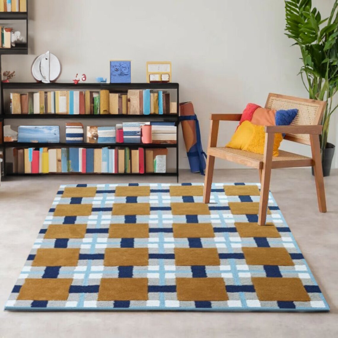 Hand Tufted Classic Geometric Wool Rug For High low pile Handmade Area Rug for gallery