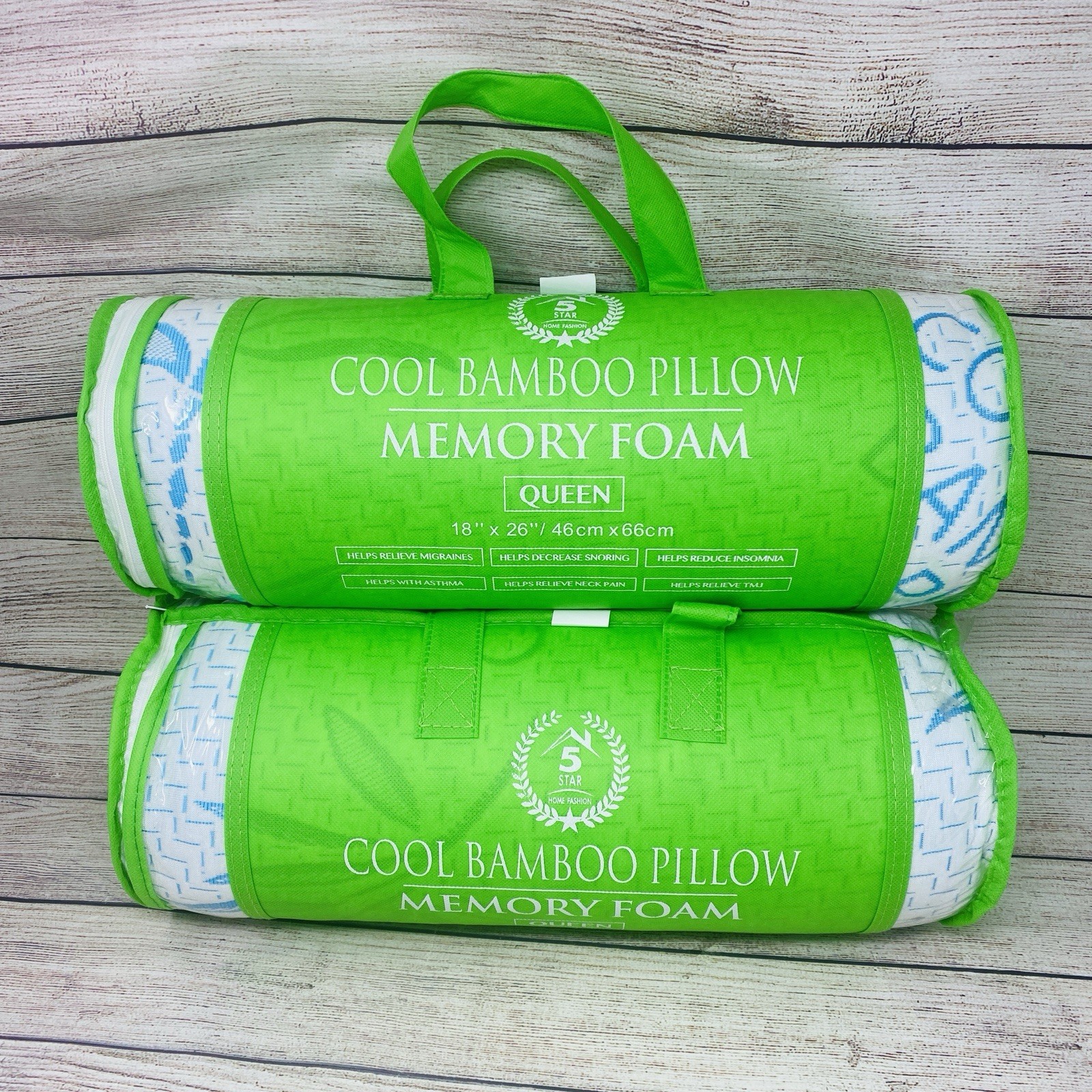 2 Pack Q Soft Cool Bamboo Pillow Memory Foam - Queen - Relieves Neck Pain, New! gallery