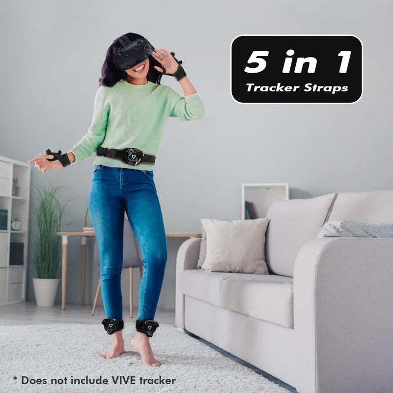 AMVR 5-Pcs Full Body Straps for HTC Vive VR Tracker/Tracker(3.0) - Black gallery