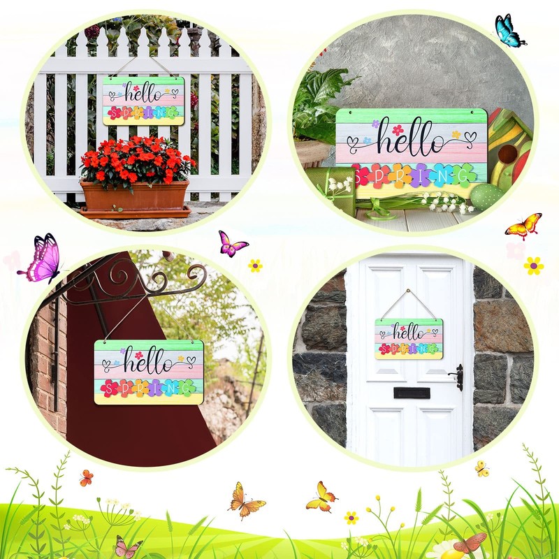 Hello Fall Winter Spring Summer Sign Rustic Wood Decor Farmhouse Wall Hanging gallery