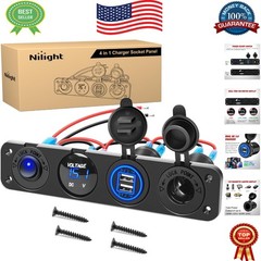 12 Volt Dual USB Switch Panel with Real Time Voltmeter for All Vehicles