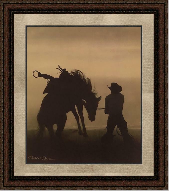 Bucking Horse Silhouette | Framed Western Horse Art in Double Mat | 25L X 21W gallery
