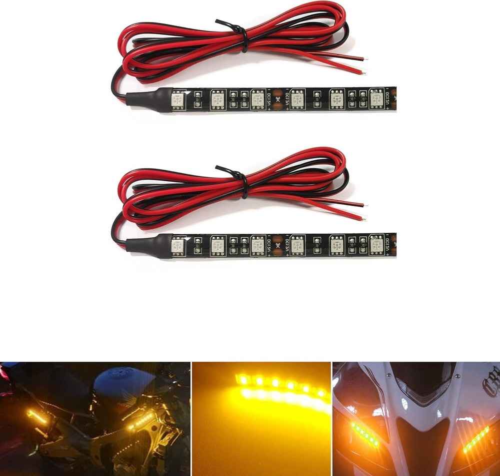 Universal 2pc 4in Motorcycle LED Turn Signal Light Amber LED Strip Light Bar for