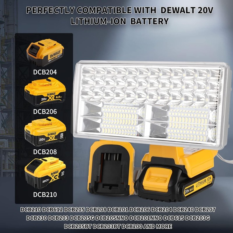 LED Work Light Flashlight for Dewalt 20V Battery Portable Outdoor Flood Lighting gallery