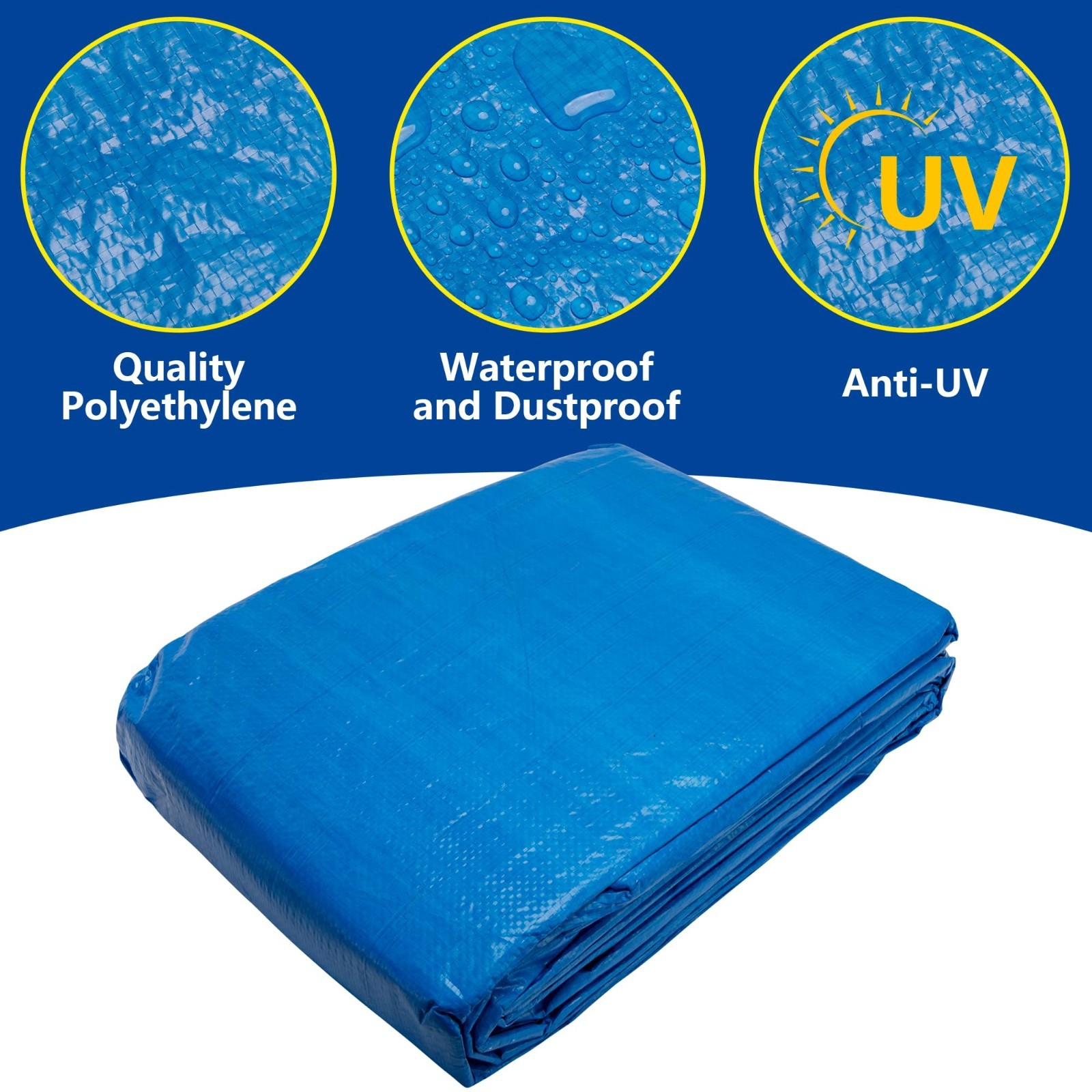 24x16 Ft Waterproof Pool Ground Cloth - Heavy Duty Liner Pad & Tarp with Stakes gallery