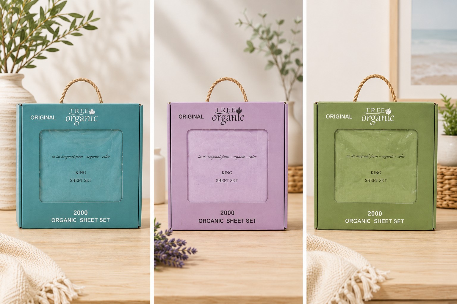 Tree Organic King Sheet Sets ( Sage Green) – 2000 Collection – Organic Cotton gallery