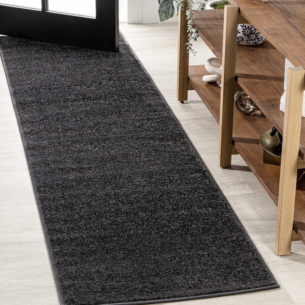 Jonathan Y Haze Solid Low-Pile Black Runner Rug 2X14