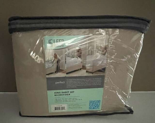 SLEEP PHILOSOPHY Microfiber Sheet Set - 4pc Tan/Taupe - King - NEW! FREE SHIP!! gallery