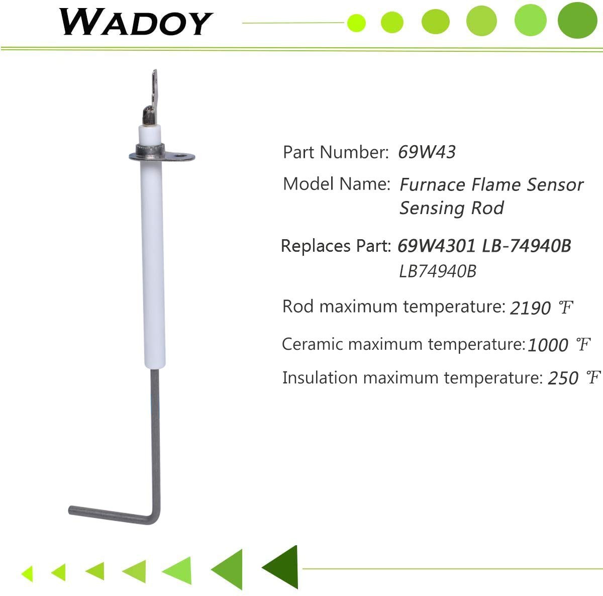 69W43 Flame Sensor Replacement Compatible with Lennox Armstrong Ducane Furnace, gallery