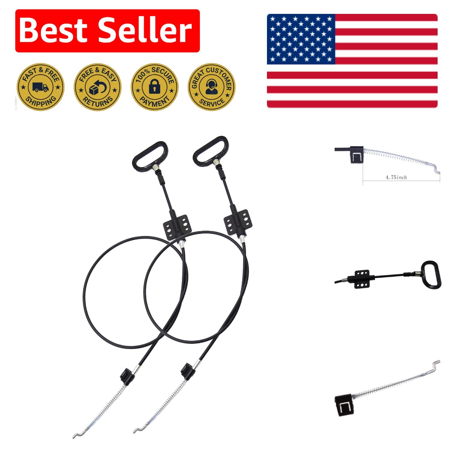 2 Pieces Recliner Release Cable Replacement D-Ring Pull Handle, Exposed Lengt... gallery