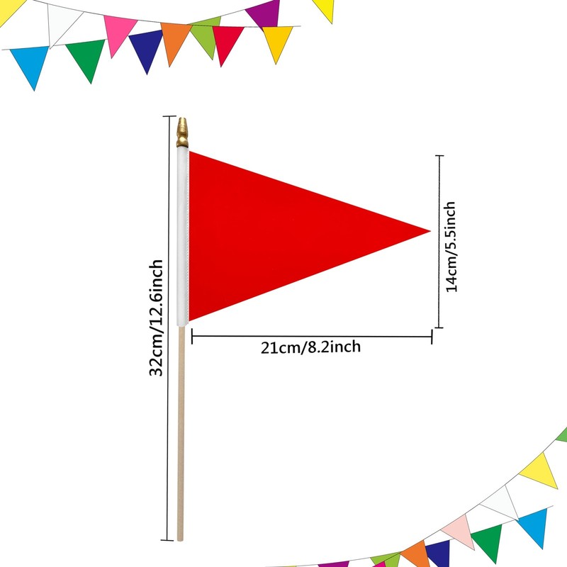 20 Pack Solid Color Blank Pennant Flags Set on Wood Stick Small Mini Plain White gallery