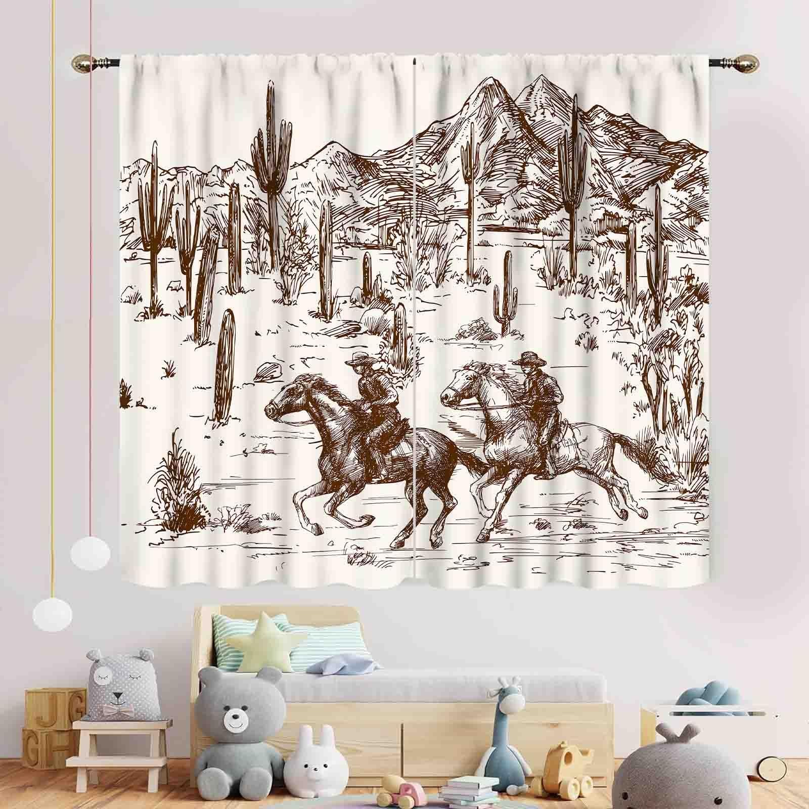 Western Curtains for Bedroom, Rustic Farmhouse Cowboys Riding Horse Wild West... gallery