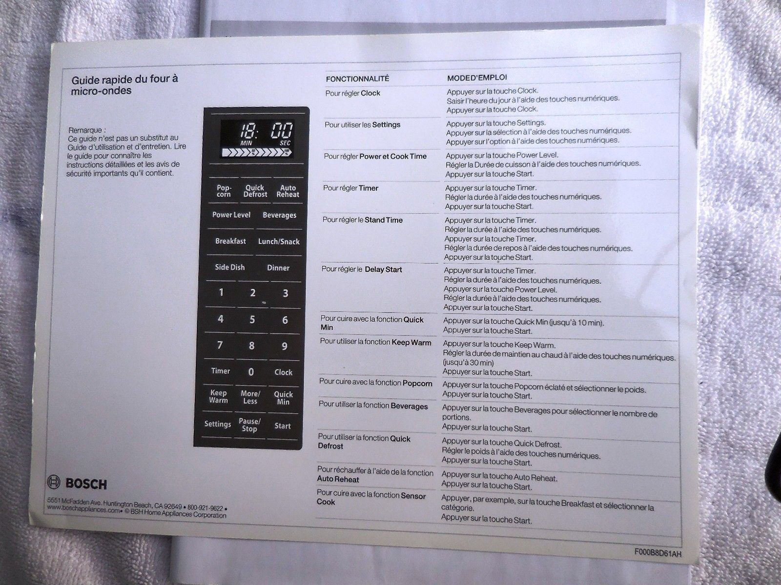 BOSCH PANASONIC USER MANUAL Microwave Oven THERMADOR HMB5020 HMB5050 HMB5060 gallery