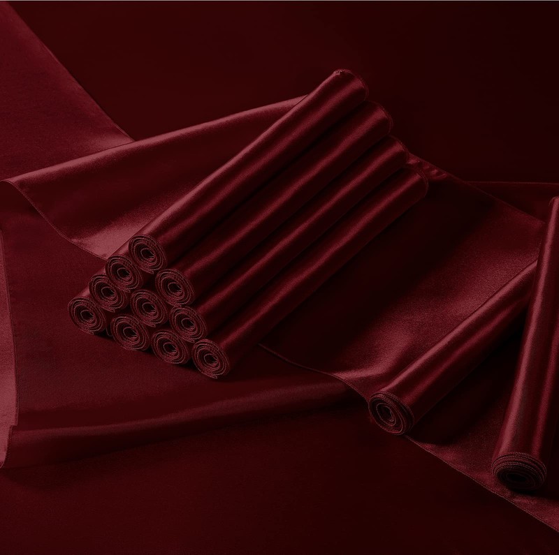 4Pcs Satin Maroon Table Runner - 12 x 108 Inch Long Size, Party Table Runner ... gallery