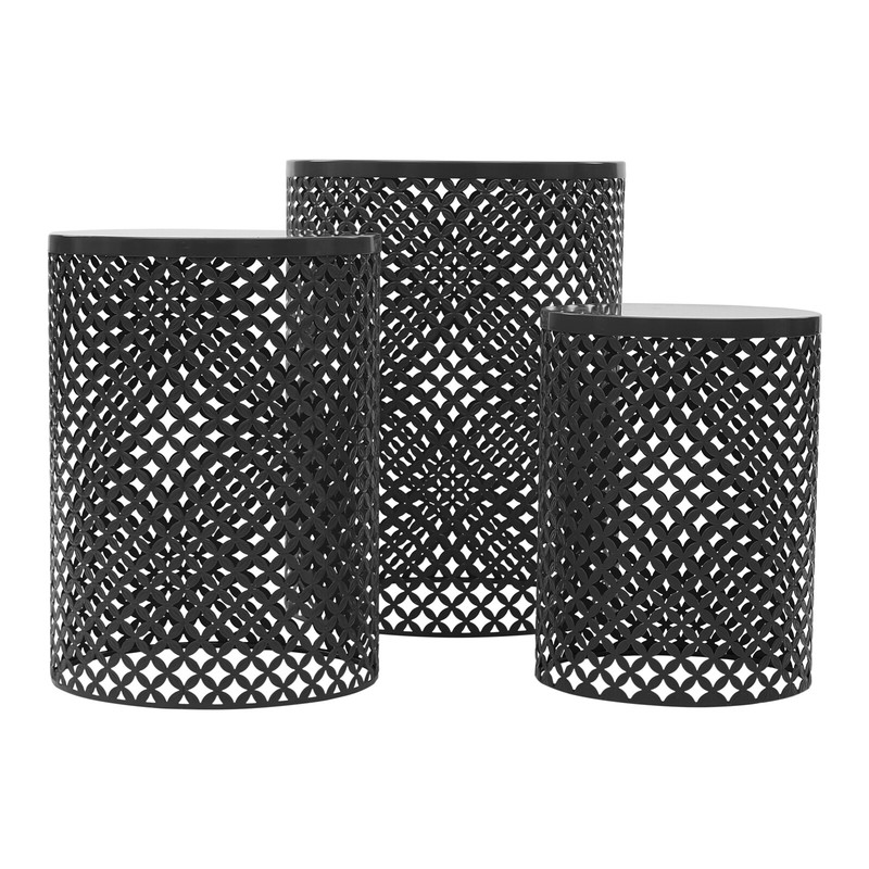 3 Pcs Outdoor Side Table Metal Frame Accent Table Modern End Table (S/M/L) gallery