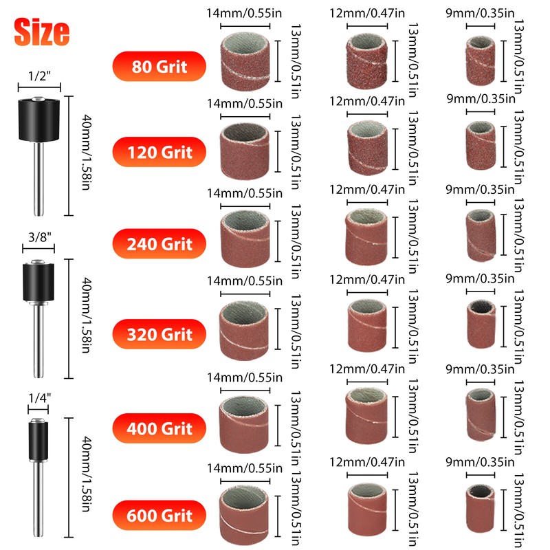384PCS Sanding Drum Kit Nail Drill Bits Polished Dremel Accessories Rotary Tool gallery