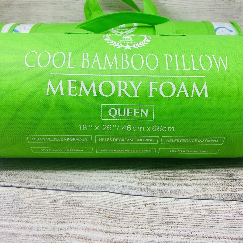 2 Pack Q Soft Cool Bamboo Pillow Memory Foam - Queen - Relieves Neck Pain, New! gallery