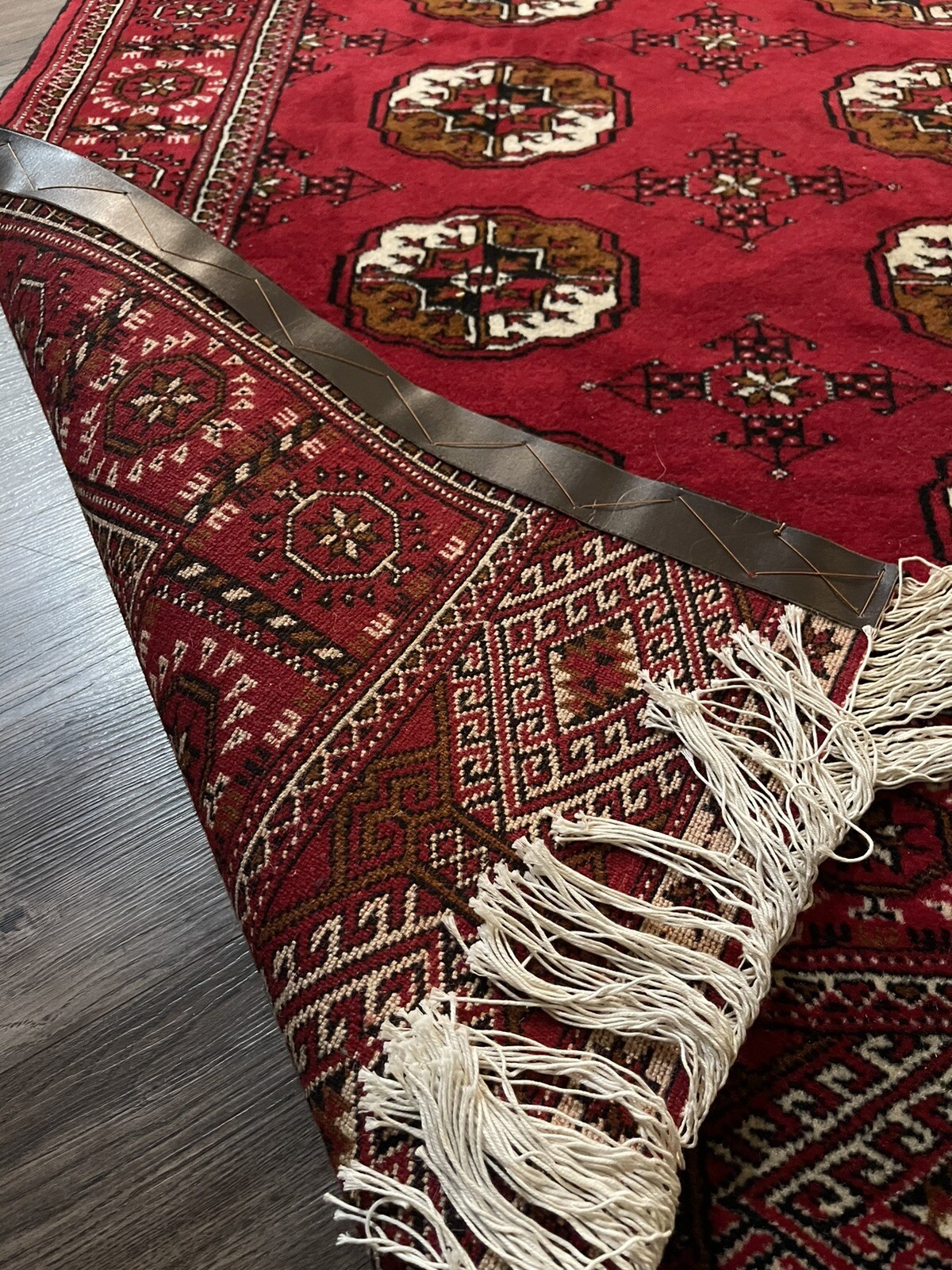 Torkaman Red Wool Rug Hand Knotted Elephant Feet Designs 72” x 42” gallery