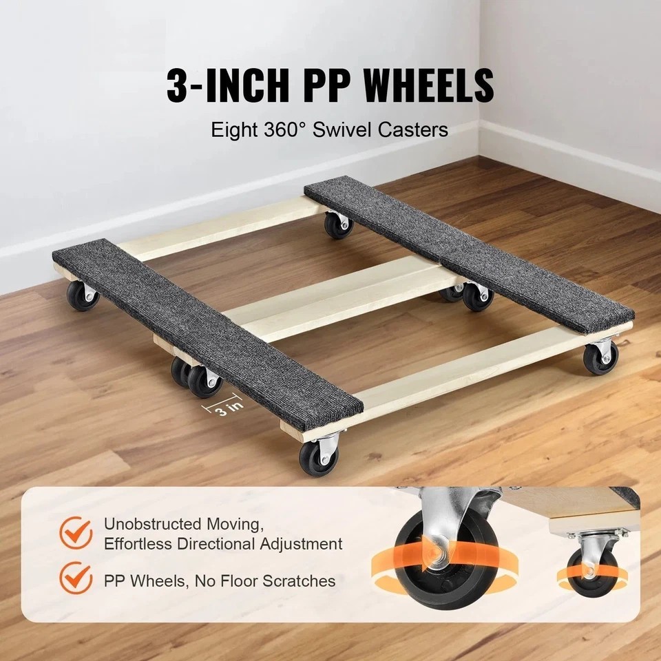 Furniture Dolly, 1000 lbs Each Load Capacity, 2 Packs, 18" x 30", 8 x 3" PP gallery