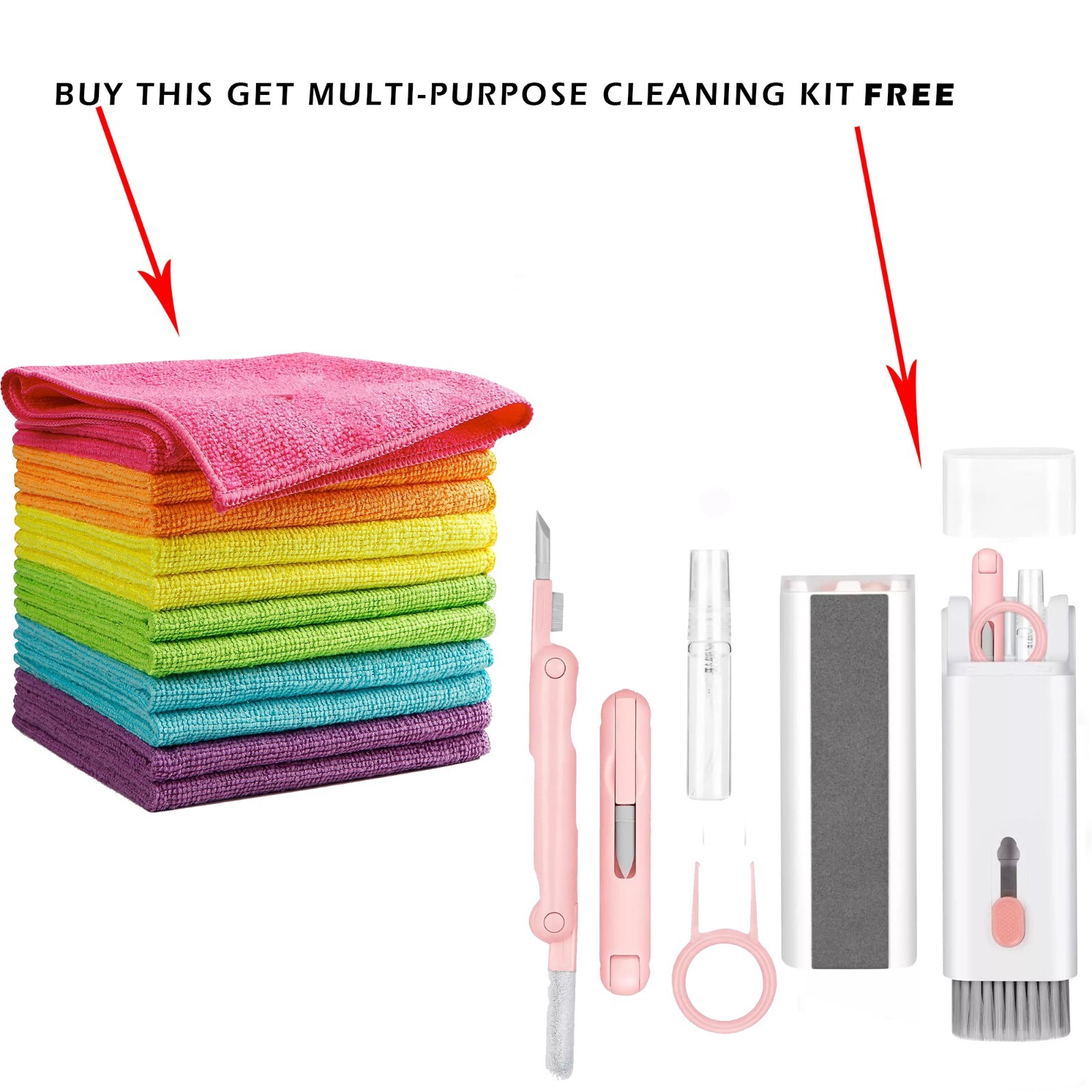 12-Pack Microfiber Cleaning Cloths & 7-in-1 Electronic Cleaner Kit for Devices gallery