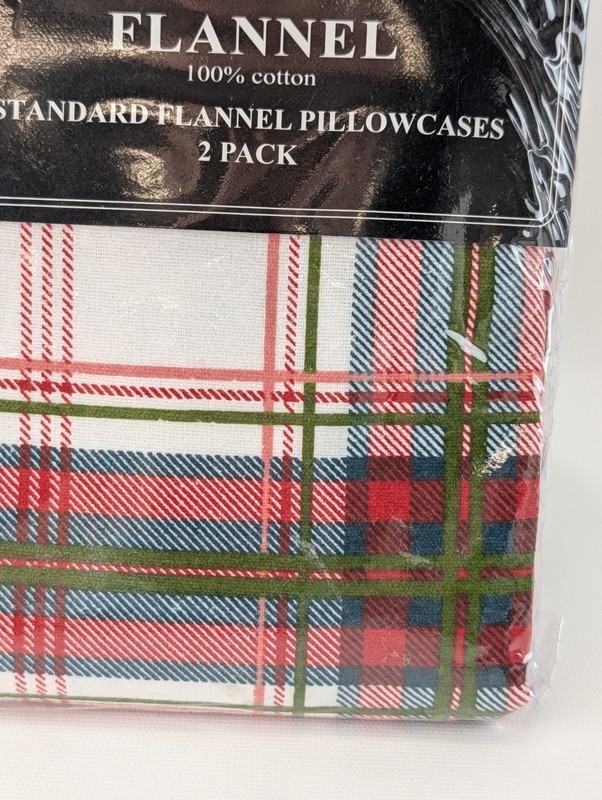 Bibb Home Flannel Pillowcases 2 Pack Standard 20x30 Plaid 100% Cotton gallery