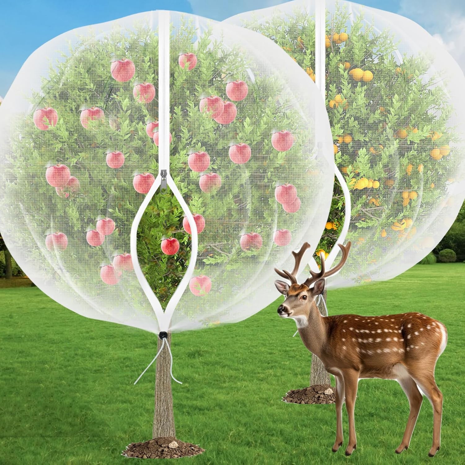6'X 6' FT Large Fruit Tree Netting for Squirrels and Birds with Drawstring 2PCS gallery