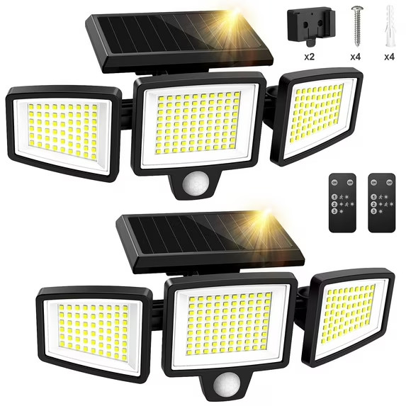 2PCS Solar Lights Outdoor - 210 LED 2500LM Waterproof Motion Sensor Security Lig gallery