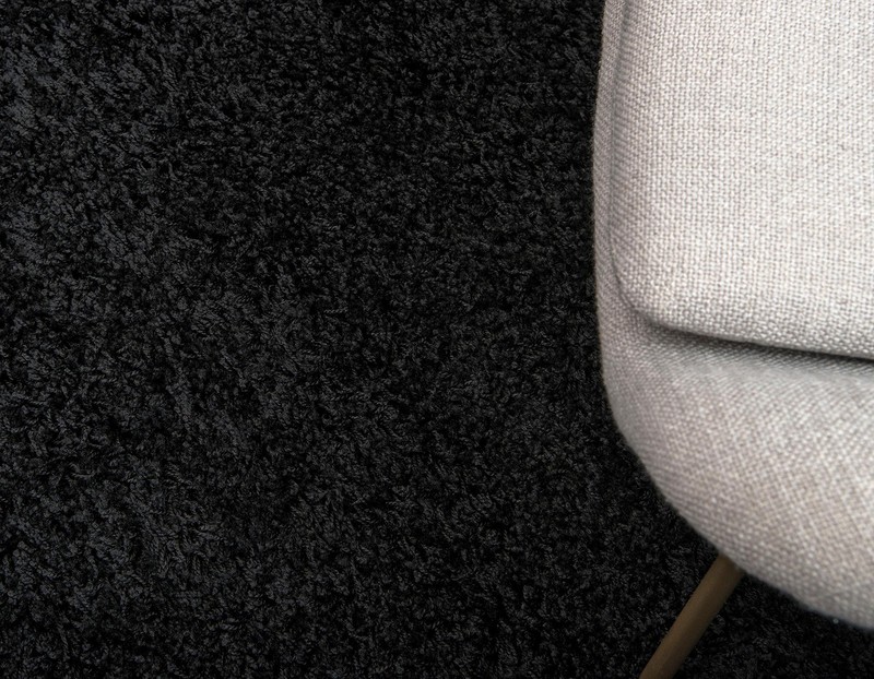 Jet Black 2X6 Rectangular Solid Shag Rug Soft Cozy Indoor Stylish Decor gallery