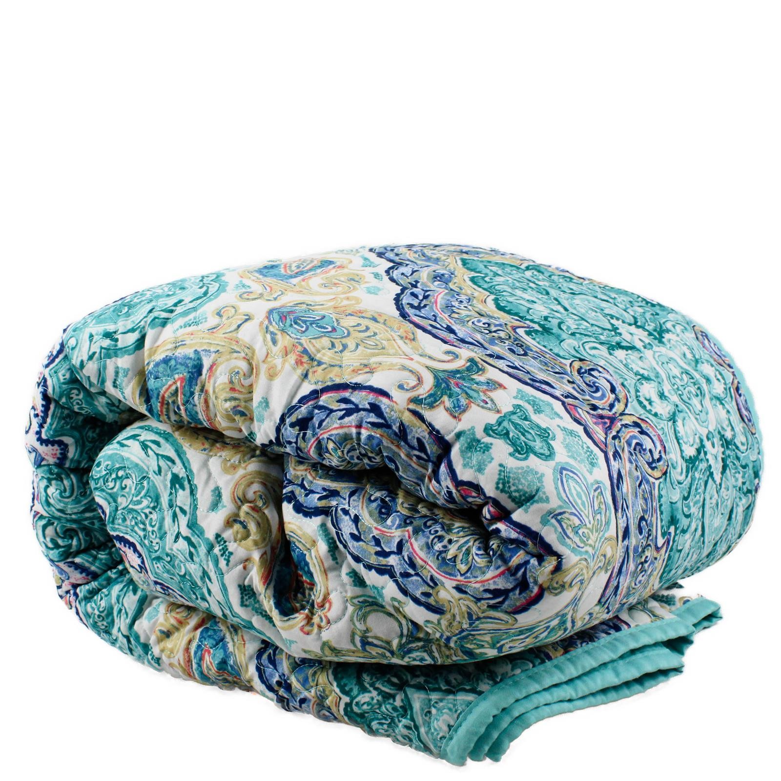 Mainstays Teal/White Paisley Patterned Queen Sized Bed Comforter 100% Polyester gallery
