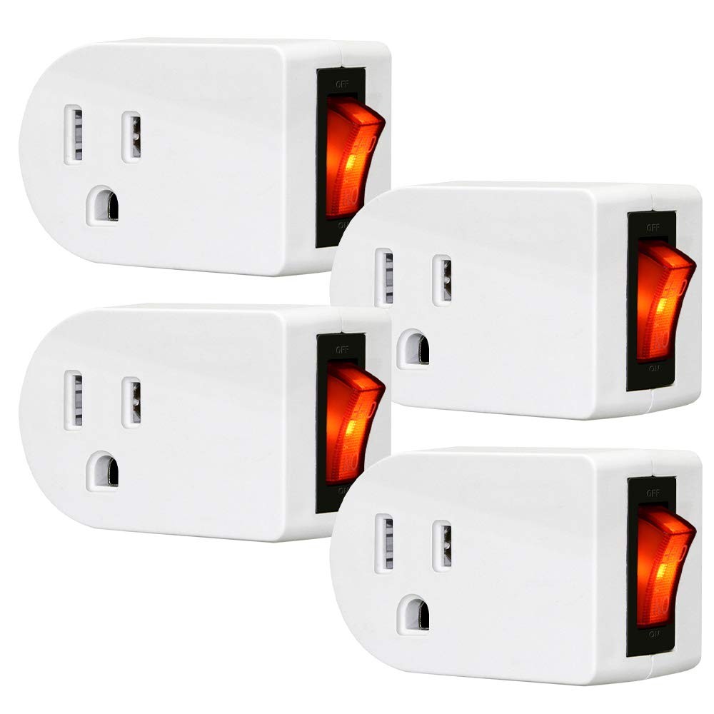 Grounded Outlet Adapter, ETL Listed Wall Tap Adapter with Red Indicator On/Off gallery