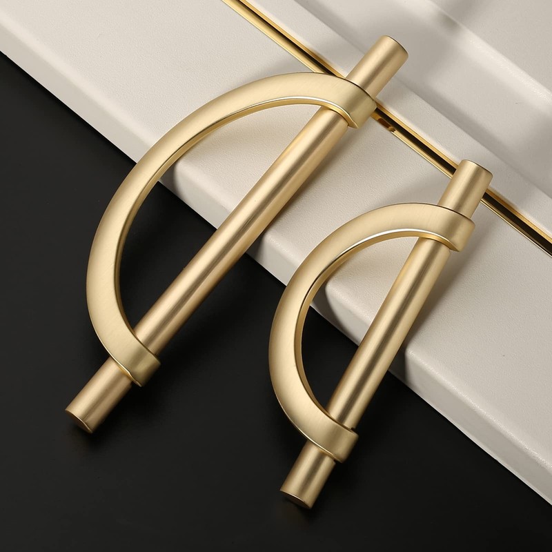 6 Pack 5 128mm Gold Cabinet Pulls, Brushed, ZH0027, Kitchen Handles, Drawer gallery