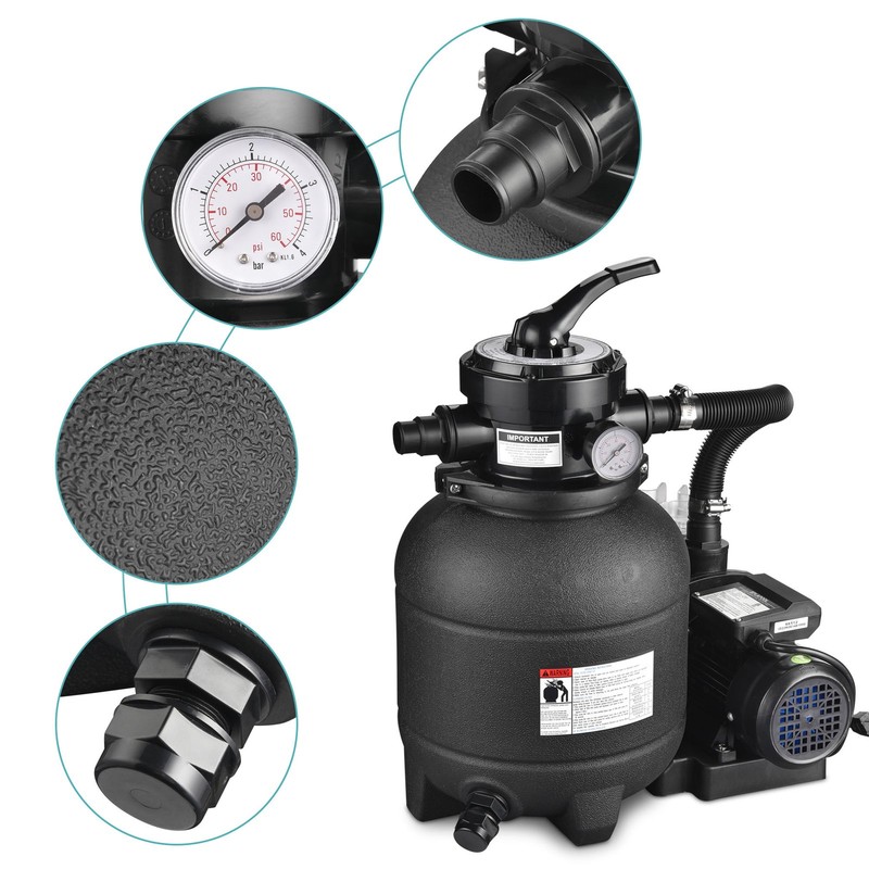 Yescom 12" Sand Filter Pump for Above Ground Pool 4-Way Valve 2640GPH 3/4HP w/ gallery