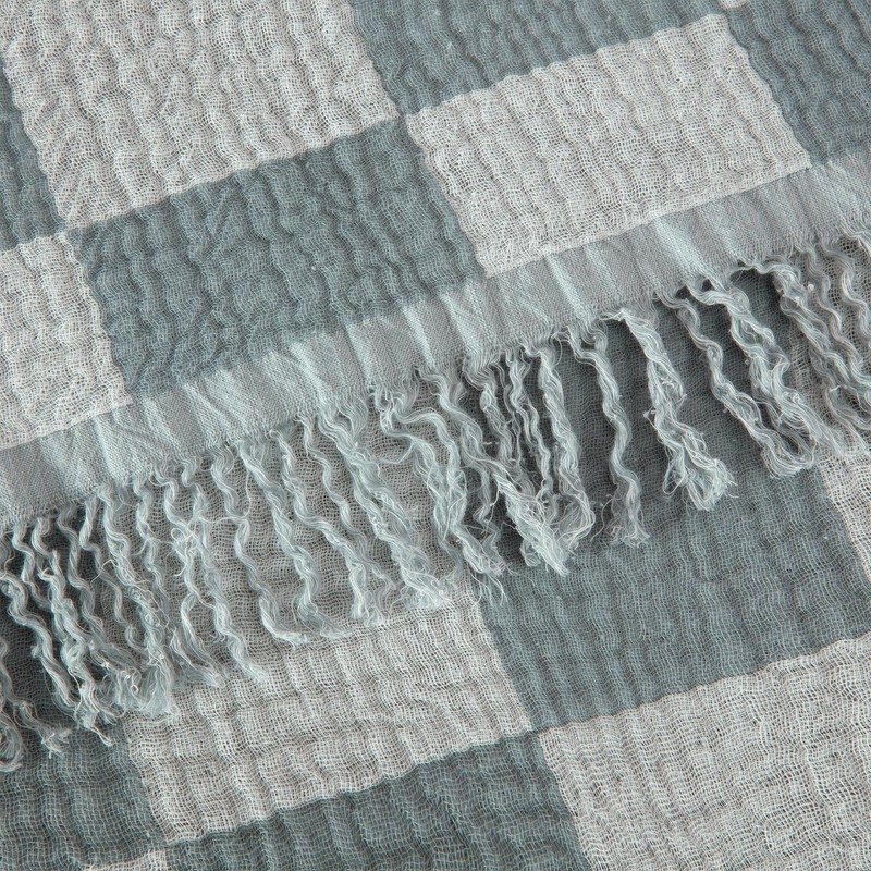 Chezmoi Collection Kendall Checkered Cotton Muslin Woven Gauze Throw Blanket gallery