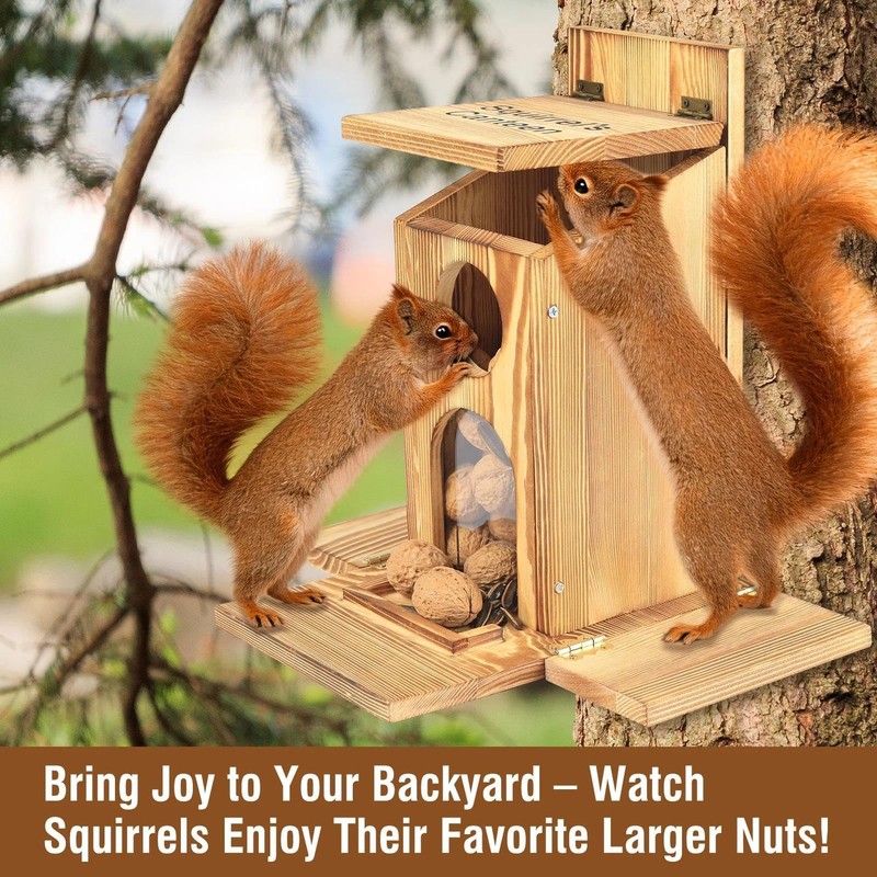 Squirrel Feeder With Standing Panel Wooden Nut Bar For Outside Chipmunk Box gallery