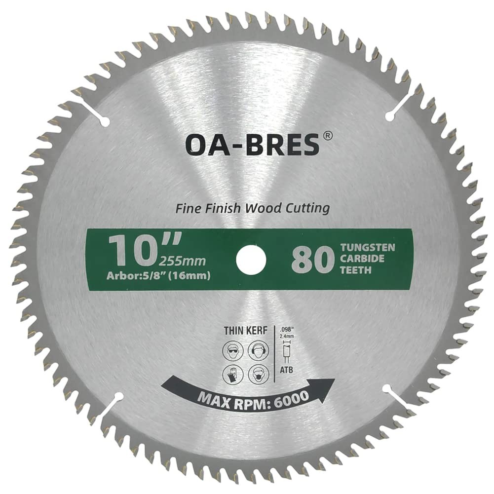 10-Inch Miter/Table Saw Blades, 80-Tooth ATB TCT Fine Finish Wood Cutting gallery