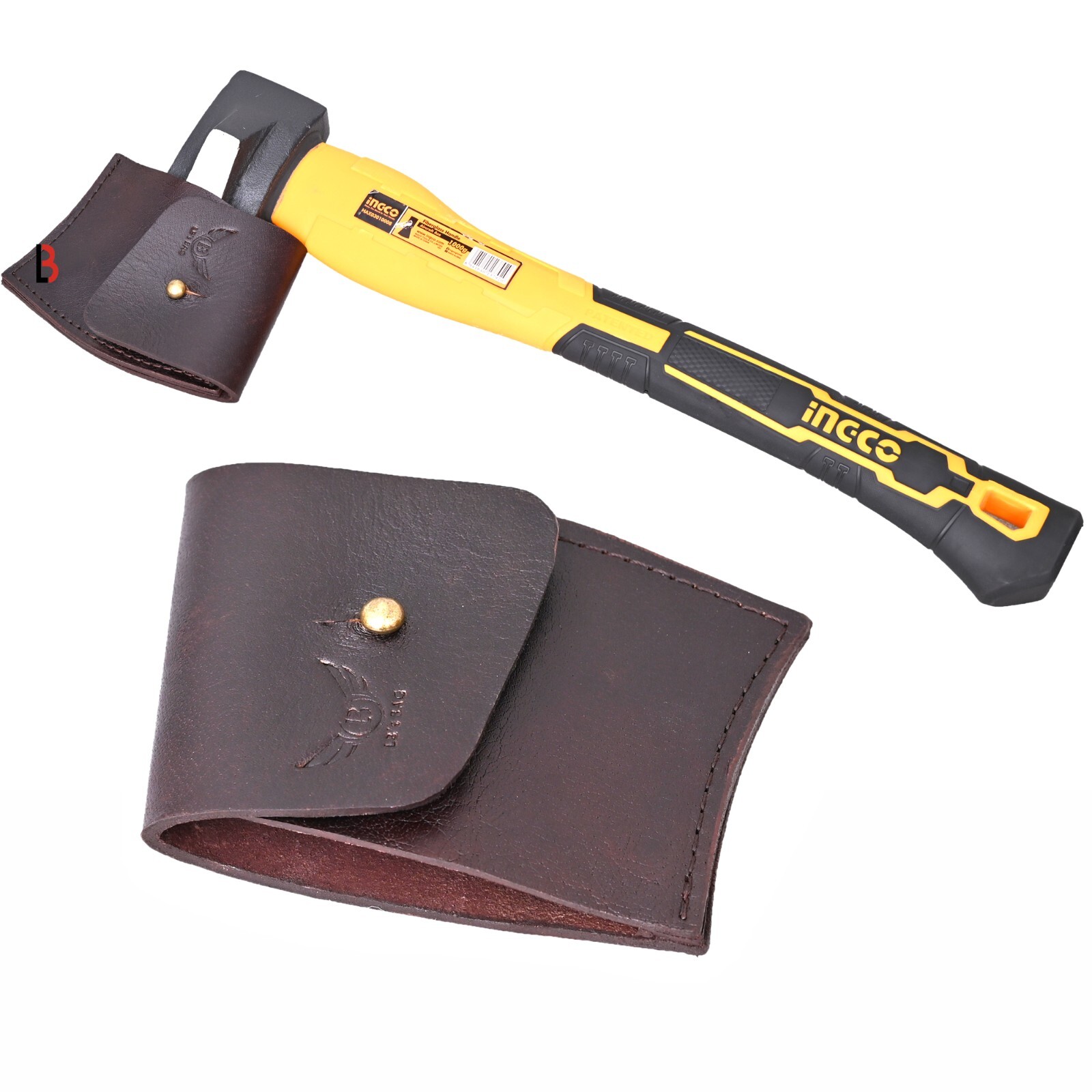 Handmade Leather Axe Sheath Cover for Axe Head, Thick Leather Stitched Edges gallery