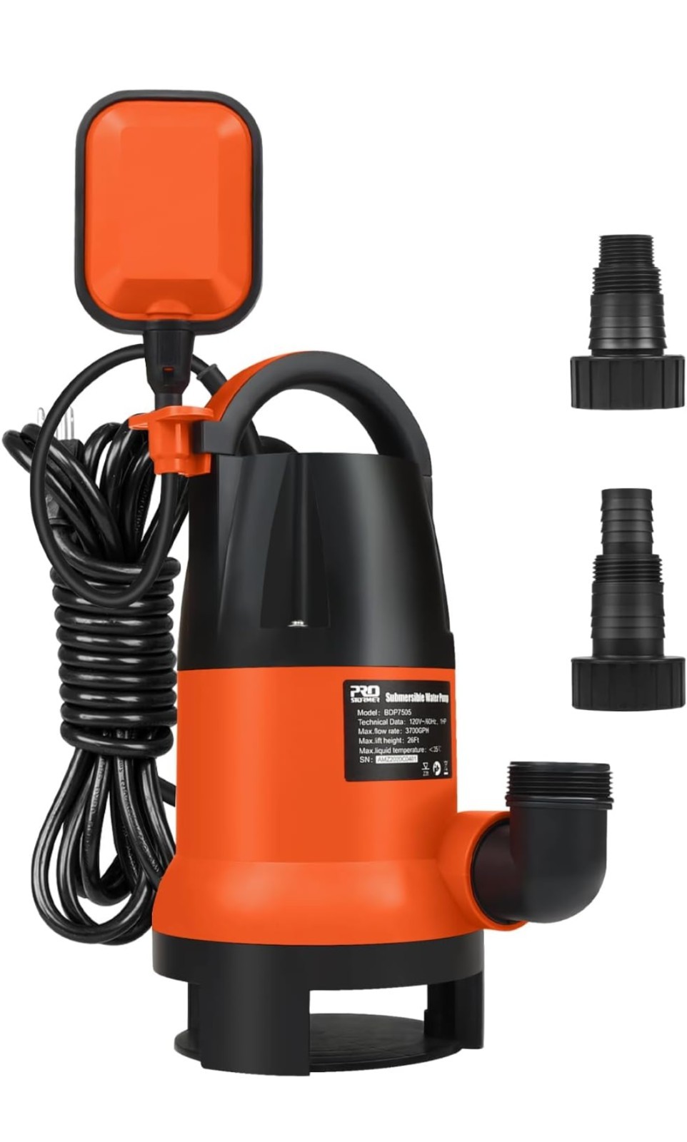 1HP 3700GPH Submersible Clean/Dirty Water Pump with Automatic Float Switch gallery
